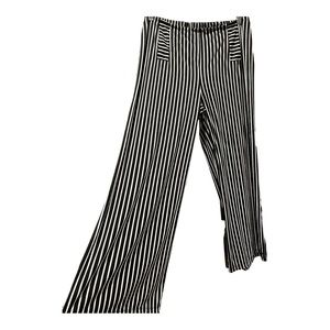 Robert Louis- Black/White Striped Pants, High Waisted, Elastic Waistband.